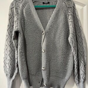 Gray Cardigan Button-Up